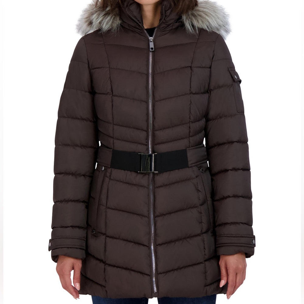 Nautica Mink Brown Puffer Zip Off Hood - 🚨 Missing Belt 🚨